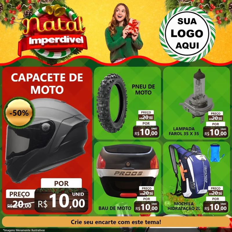Modelo de Rede Social para Feed Facebook com o tema Natal Imperdível para Moto peças