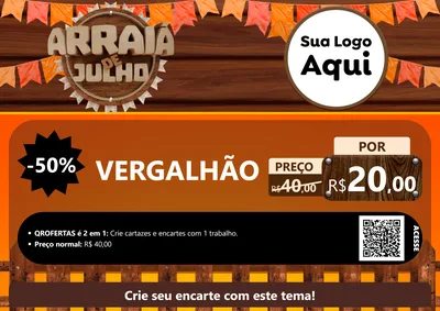 Modelo de Cartaz para Cartaz A4 Horizontal com o tema Arraiá de Julho - Junina para Ferragens