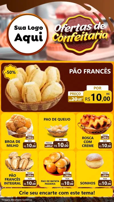 Modelo de Rede Social para Stories com o tema Ofertas de Confeitaria para Padaria