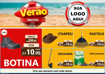 Modelo de Encarte para Encarte A4 Horizontal com o tema Verão Imbatível para Agropecuária