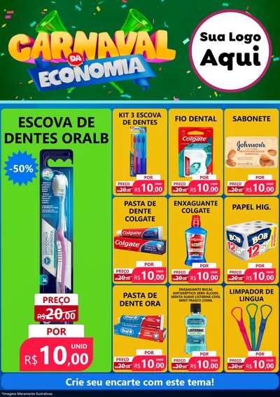 Modelo de Encarte para Encarte A4 Vertical com o tema Carnaval da Economia para Higiene Pessoal