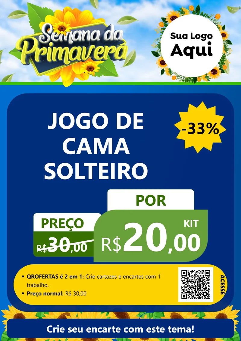 Modelo de Cartaz para Cartaz A4 Vertical com o tema Semana da Primavera para Cama, Mesa e Banho