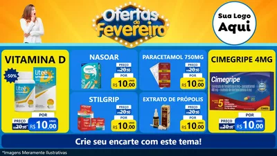 Modelo de TV para TV Horizontal com o tema Ofertas de Fevereiro para Farmácia