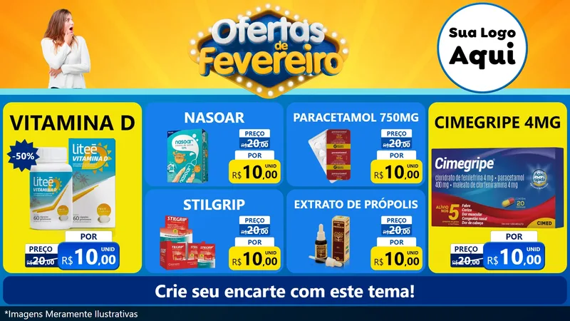 Modelo de TV para TV Horizontal com o tema Ofertas de Fevereiro para Farmácia