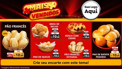 Modelo de TV para TV Horizontal com o tema Mais Vendidos para Padaria