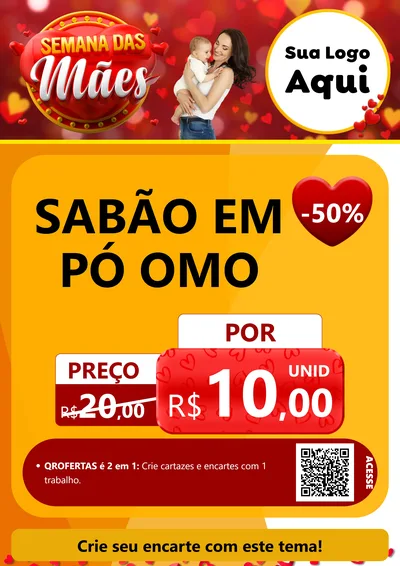 Modelo de Cartaz para Cartaz A4 Vertical com o tema Semana das Mães para Produtos de Limpeza