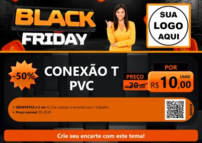 Modelo de Cartaz para Cartaz A4 Horizontal com o tema Black Friday para Tubos e conexões
