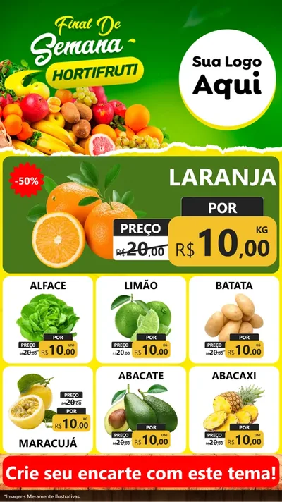 Modelo de Rede Social para Stories com o tema Final de semana hortifruti para Hortifrúti