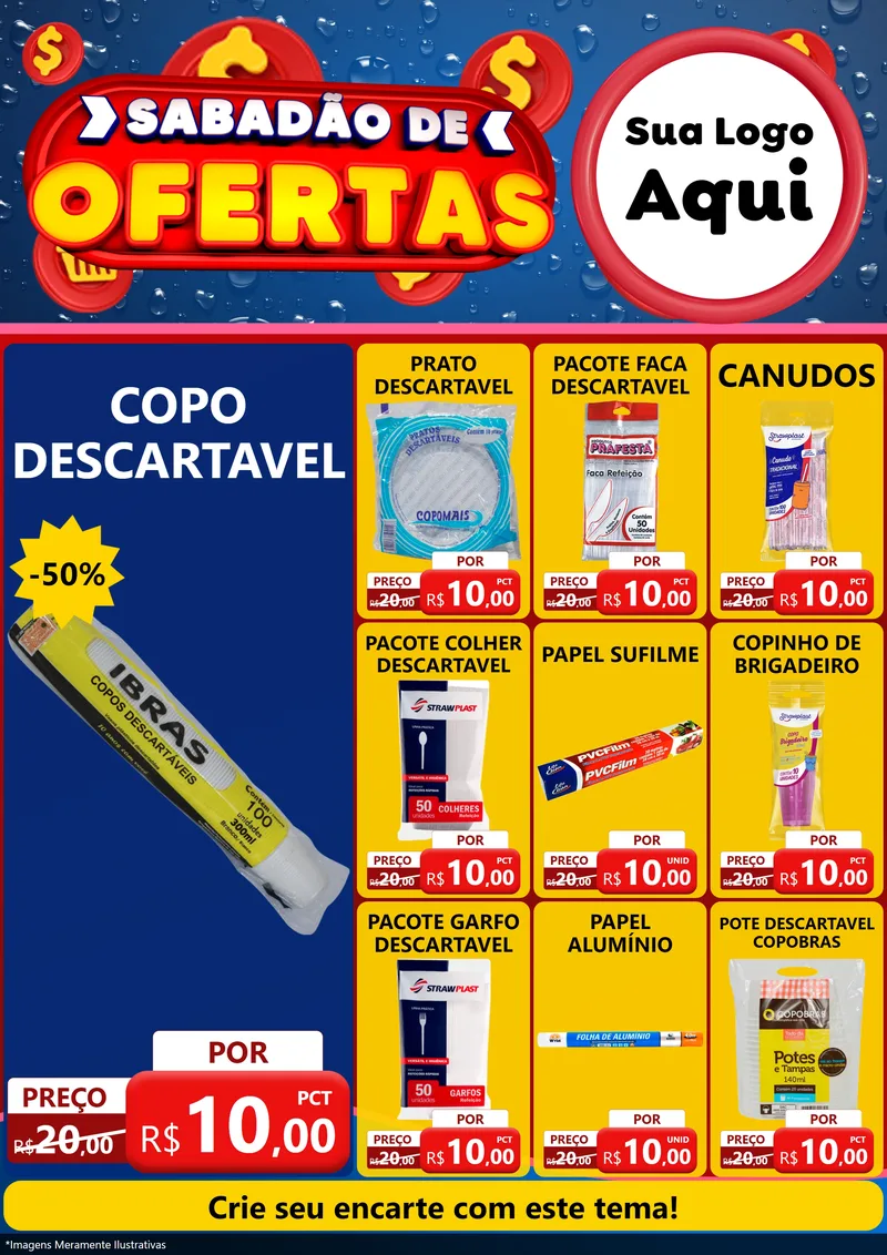 Modelo de Encarte para Encarte A4 Vertical com o tema Sabadão de Ofertas para Embalagens