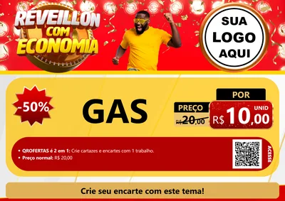 Modelo de Cartaz para Cartaz A4 Horizontal com o tema Réveillon com Economia para Água e gás