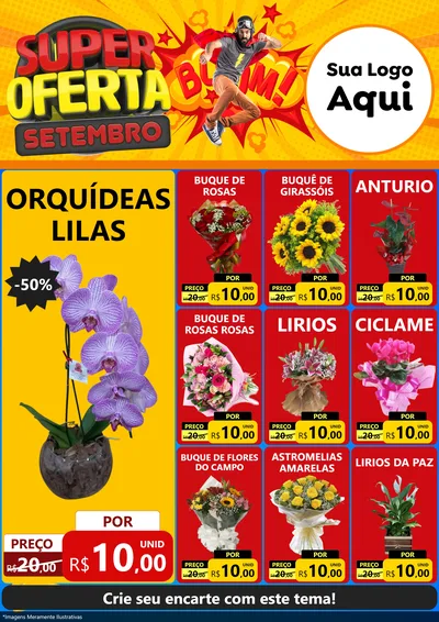 Modelo de Encarte para Encarte A4 Vertical com o tema Super Oferta Setembro para Floricultura e jardim