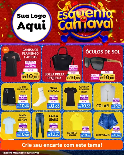 Modelo de Rede Social para Feed Instagram com o tema Esquenta de Carnaval para Roupas e acessórios