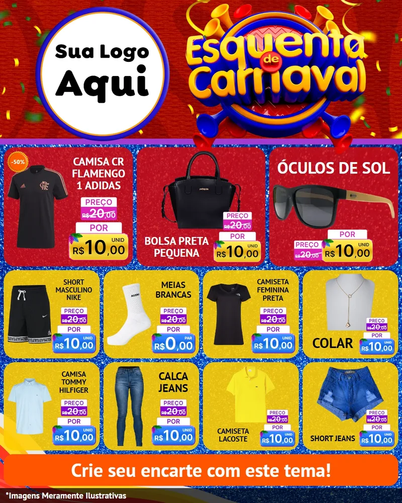 Modelo de Rede Social para Feed Instagram com o tema Esquenta de Carnaval para Roupas e acessórios