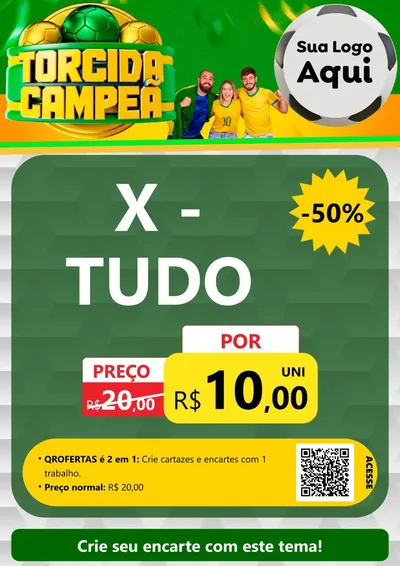 Modelo de Cartaz para Cartaz A4 Vertical com o tema Torcida Campeã - Copa para Hamburgueria