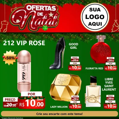 Modelo de Rede Social para Feed Facebook com o tema Ofertas de Natal para Perfumes