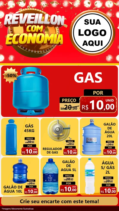Modelo de Rede Social para Stories com o tema Réveillon com Economia para Água e gás