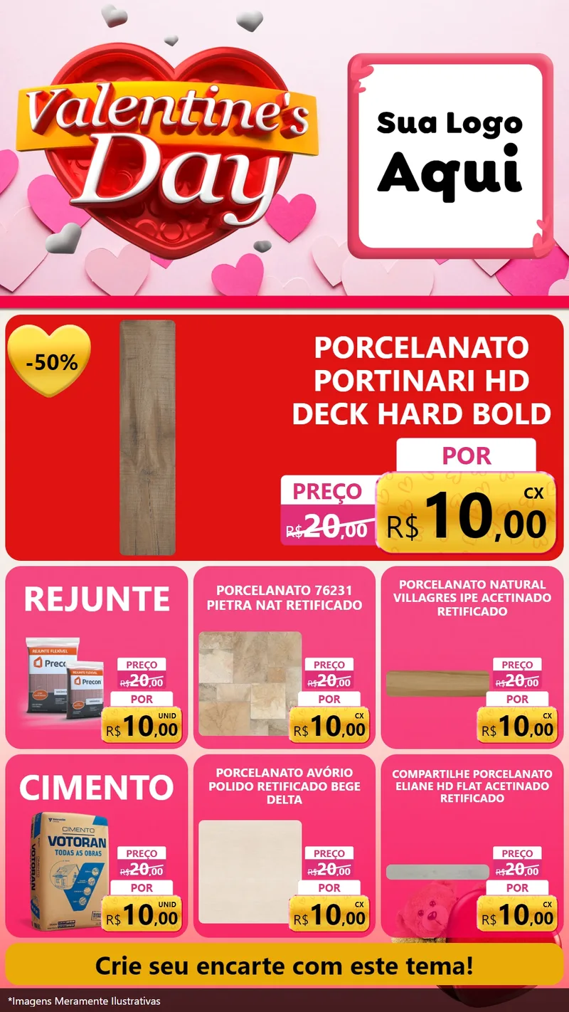 Modelo de Rede Social para Stories com o tema Valentine's Day para Pisos e revestimentos