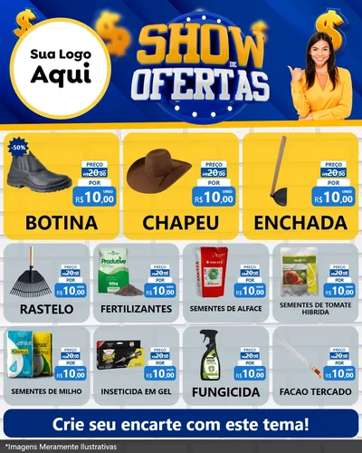 Modelo de Rede Social para Feed Instagram com o tema Show de Ofertas para Agropecuária