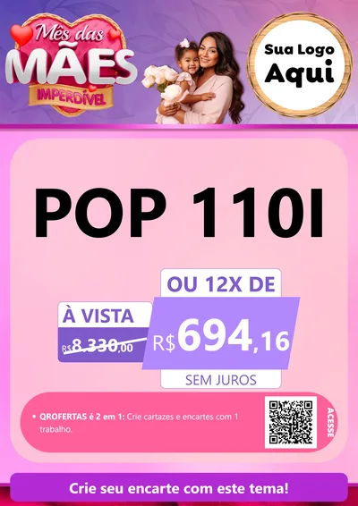 Modelo de Cartaz para Cartaz A4 Vertical com o tema Mês das Mães Imperdível para Concessionaria de Motos