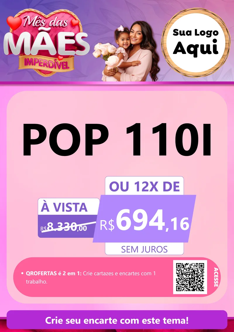 Modelo de Cartaz para Cartaz A4 Vertical com o tema Mês das Mães Imperdível para Concessionaria de Motos