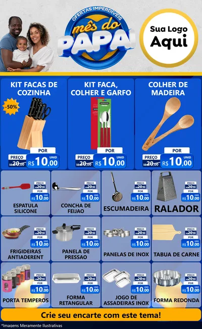 Modelo de Encarte para Encarte Grande com o tema Ofertas Imperdíveis Mês Do Papai para Utilidades Domésticas
