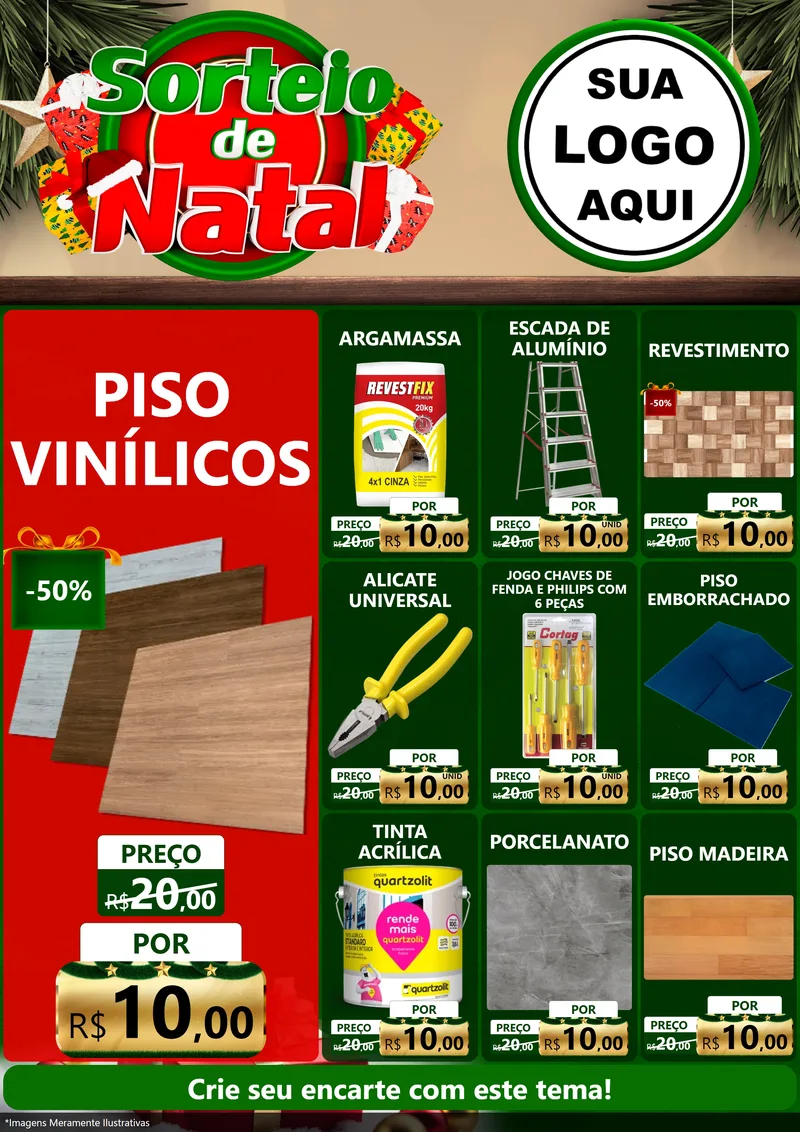 Modelo de Encarte para Encarte A4 Vertical com o tema Sorteio de Natal para Material para Construção
