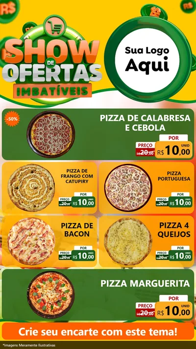 Modelo de TV para TV Vertical com o tema Show de Ofertas Imbatíveis para Pizzaria