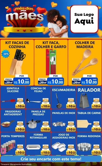 Modelo de Encarte para Encarte Grande com o tema Mês das Mães para Utilidades Domésticas
