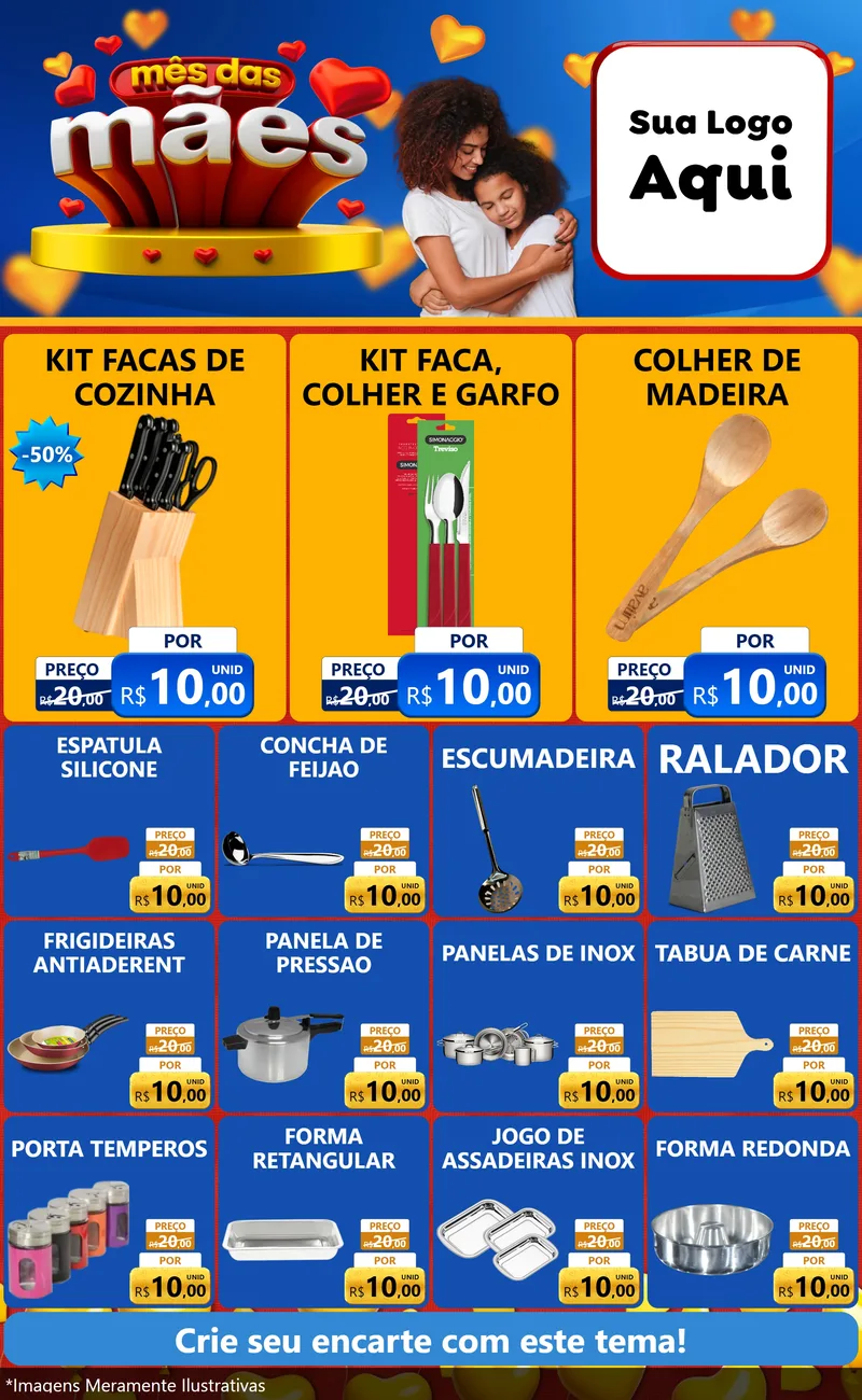 Modelo de Encarte para Encarte Grande com o tema Mês das Mães para Utilidades Domésticas