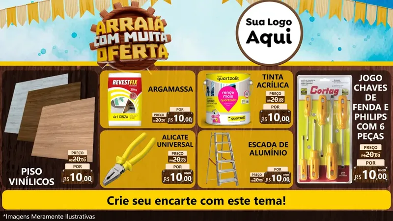 Modelo de TV para TV Horizontal com o tema Ofertas de São João - Junina para Material para Construção
