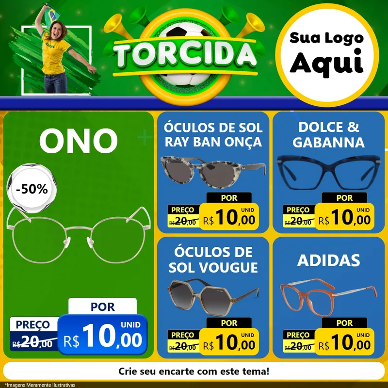 Modelo de Rede Social para Feed Facebook com o tema Torcida para Óticas