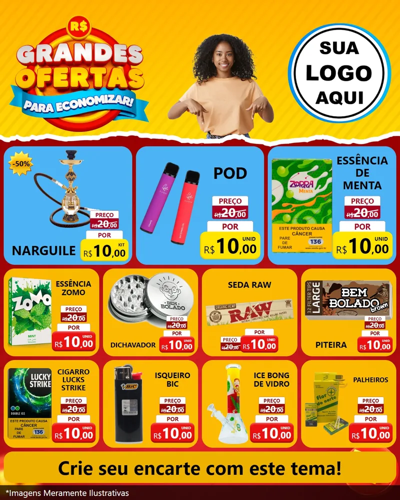 Modelo de Rede Social para Feed Instagram com o tema Grandes Ofertas Para Economizar! para Tabacaria