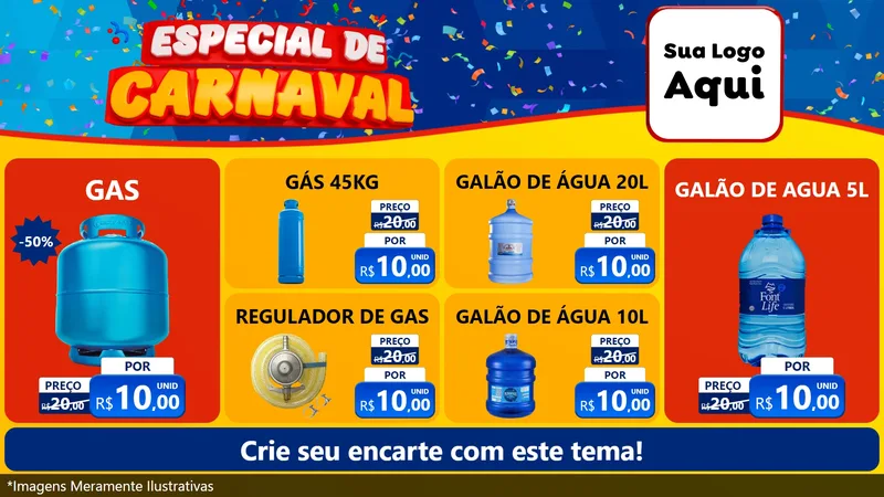 Modelo de TV para TV Horizontal com o tema Especial de Carnaval para Água e gás