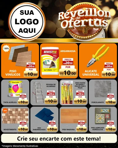 Modelo de Rede Social para Feed Instagram com o tema Réveillon de Ofertas para Material para Construção