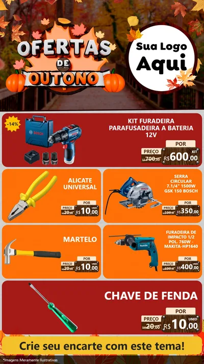 Modelo de TV para TV Vertical com o tema Ofertas de Outono para Maquinas e Ferramentas