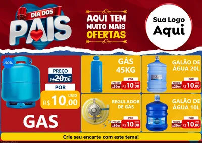 Modelo de Encarte para Encarte A4 Horizontal com o tema Dia dos Pais para Água e gás