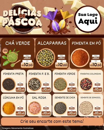 Modelo de Rede Social para Feed Instagram com o tema Delícias de Páscoa para Produtos Naturais