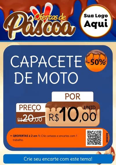 Modelo de Cartaz para Cartaz A4 Vertical com o tema Ofertas de Páscoa para Moto peças