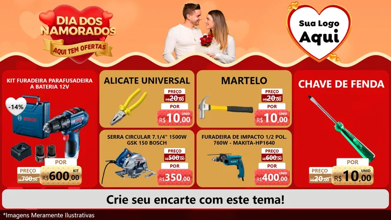 Modelo de TV para TV Horizontal com o tema Dia dos Namorados - Aqui Tem Ofertas para Maquinas e Ferramentas