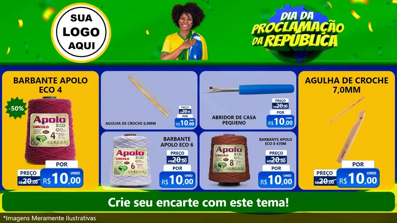Modelo de TV para TV Horizontal com o tema Dia Da Proclamação Da República para Armarinho e Aviamentos