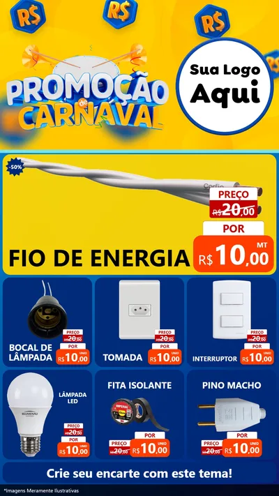 Modelo de Rede Social para Stories com o tema Promoção de Carnaval para Materiais Elétricos