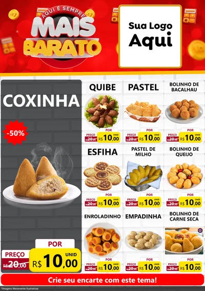Modelo de Encarte para Encarte A4 Vertical com o tema Mais Barato para Salgadaria