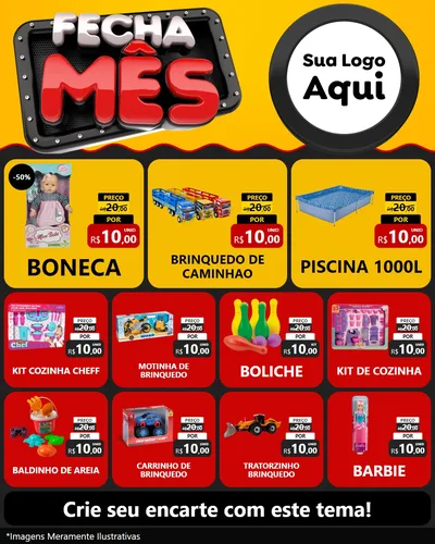 Modelo de Rede Social para Feed Instagram com o tema Fecha Mês para Brinquedos
