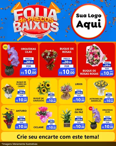 Modelo de Rede Social para Feed Instagram com o tema Folia de Preços Baixos para Floricultura e jardim