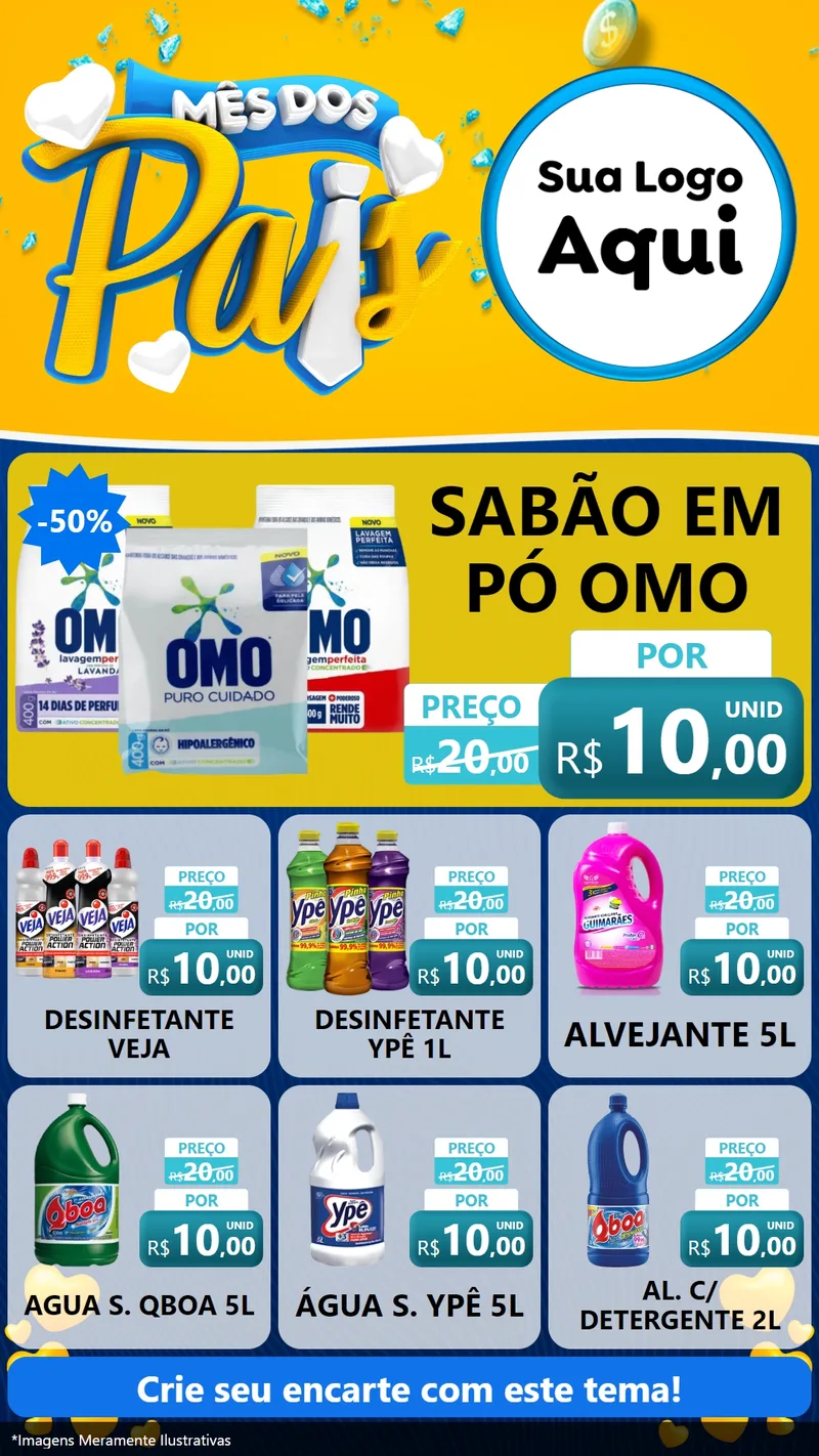 Modelo de Rede Social para Stories com o tema Mês dos Pais para Produtos de Limpeza