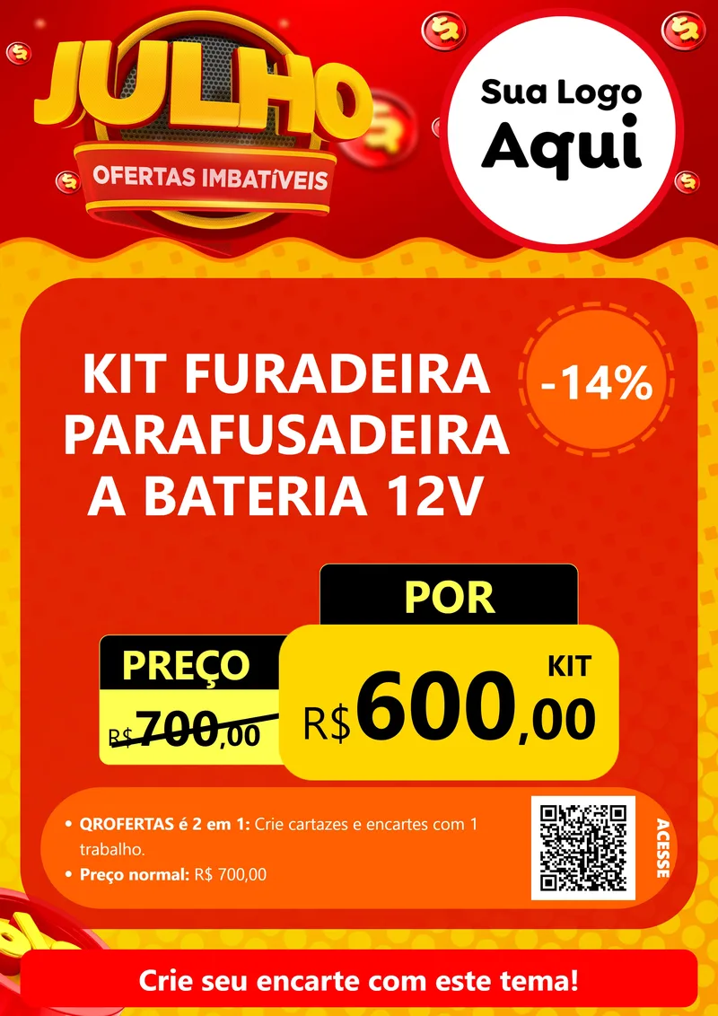 Modelo de Cartaz para Cartaz A4 Vertical com o tema Julho Ofertas Imbatíveis para Maquinas e Ferramentas