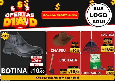 Modelo de Encarte para Encarte A4 Horizontal com o tema Ofertas Dia D para Agropecuária