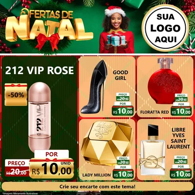 Modelo de Rede Social para Feed Facebook com o tema Ofertas de Natal para Perfumes