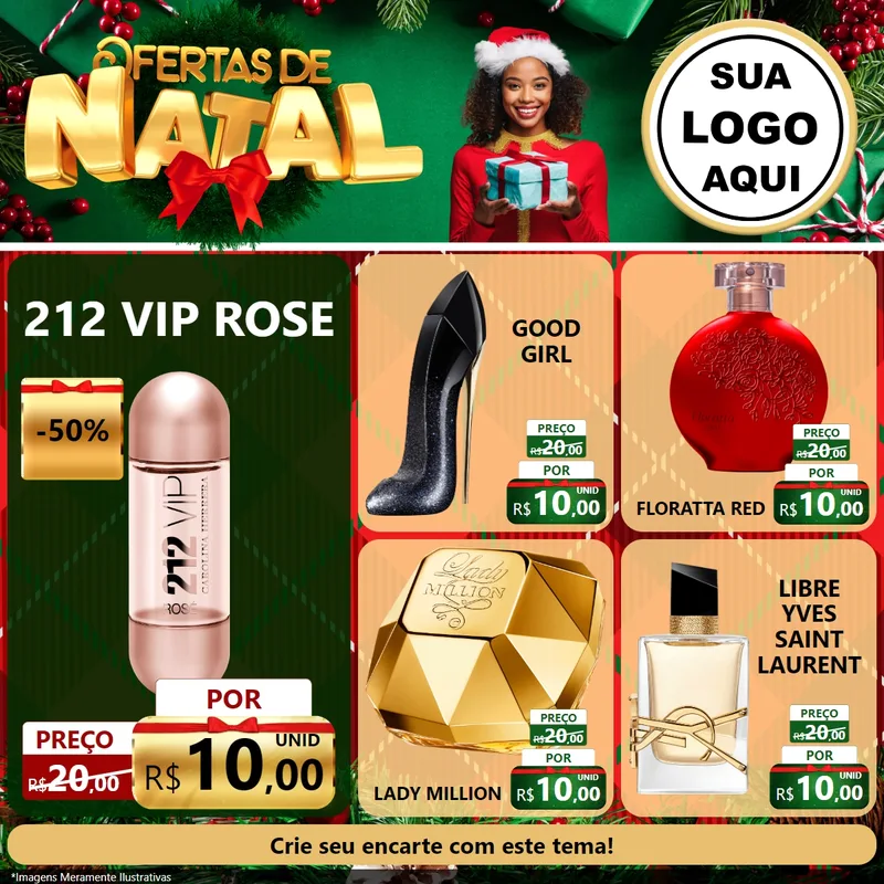 Modelo de Rede Social para Feed Facebook com o tema Ofertas de Natal para Perfumes