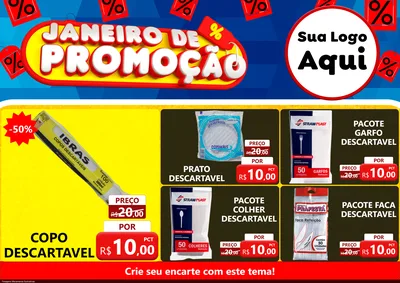 Modelo de Encarte para Encarte A4 Horizontal com o tema Janeiro de Promoção para Embalagens